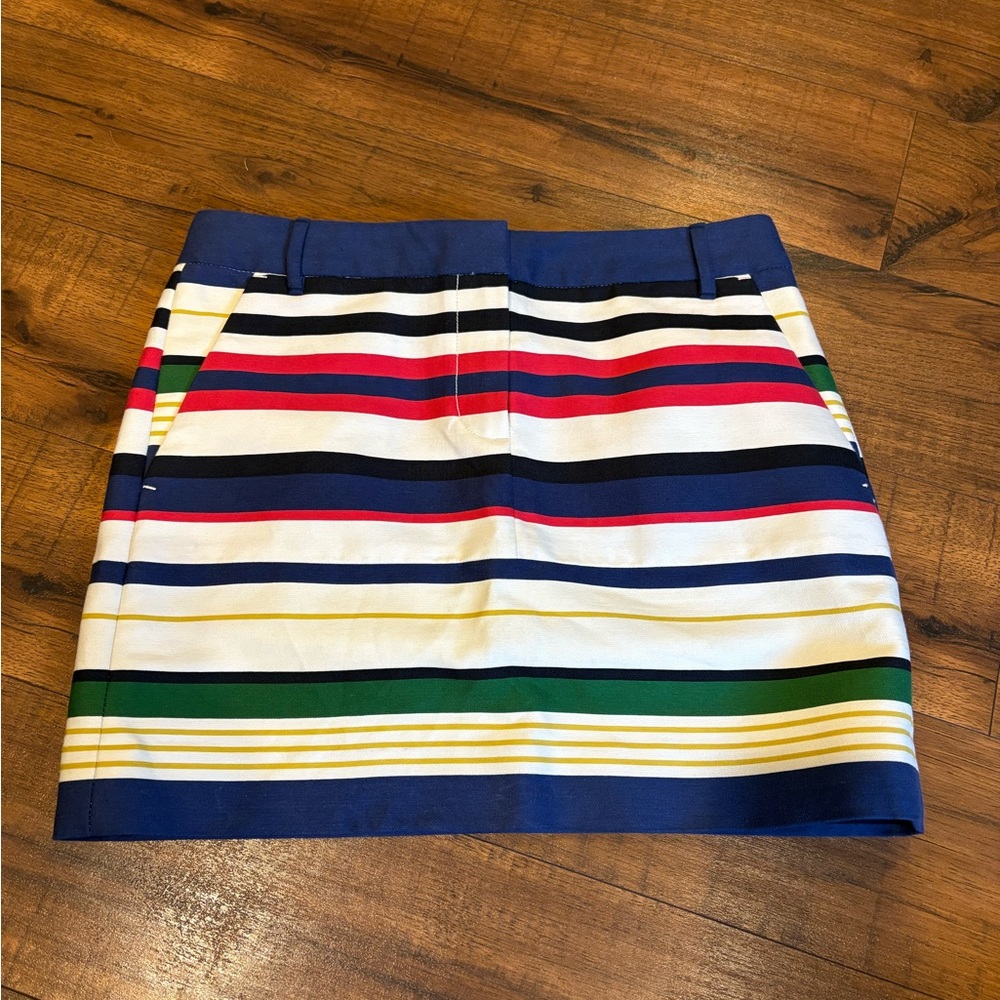 J. Crew Size 0 Women’s Multicolored Striped Mini Skirt NWT blue red